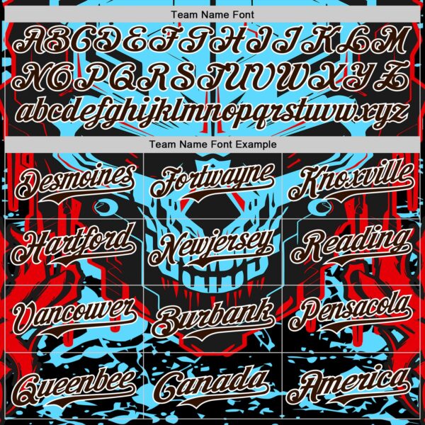 Custom Blue Brown-White 3D Pattern Design Burner Costumes Cyber Skull Authentic Baseball Jersey