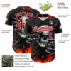 Custom Black Red-White 3D Pattern Design Burner Costumes Hellfire Skull Authentic Baseball Jersey