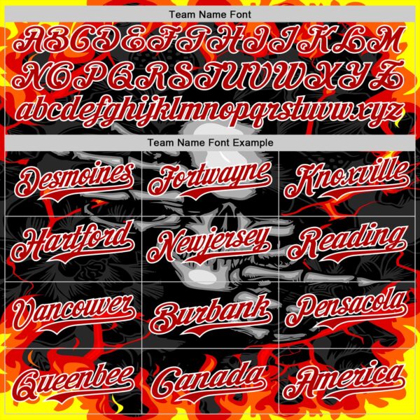 Custom Black Red-White 3D Pattern Design Burner Costumes Hellfire Skull Authentic Baseball Jersey
