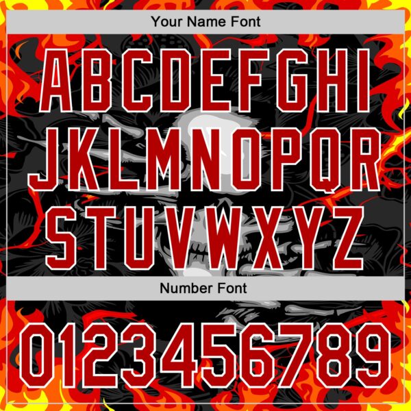 Custom Black Red-White 3D Pattern Design Burner Costumes Hellfire Skull Authentic Baseball Jersey