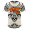 Custom Cream Red-Yellow 3D Pattern Design Burner Costumes Hell Skull Authentic Baseball Jersey