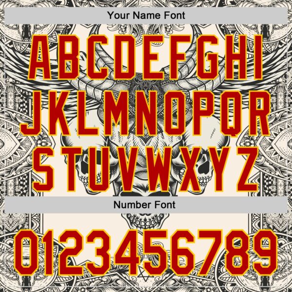 Custom Cream Red-Yellow 3D Pattern Design Burner Costumes Hell Skull Authentic Baseball Jersey