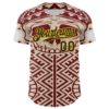 Custom Cream Black Red-Yellow 3D Pattern Design Burner Costumes Tribal Skull Authentic Baseball Jersey