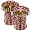 Custom Cream Black Red-Yellow 3D Pattern Design Burner Costumes Tribal Skull Authentic Baseball Jersey