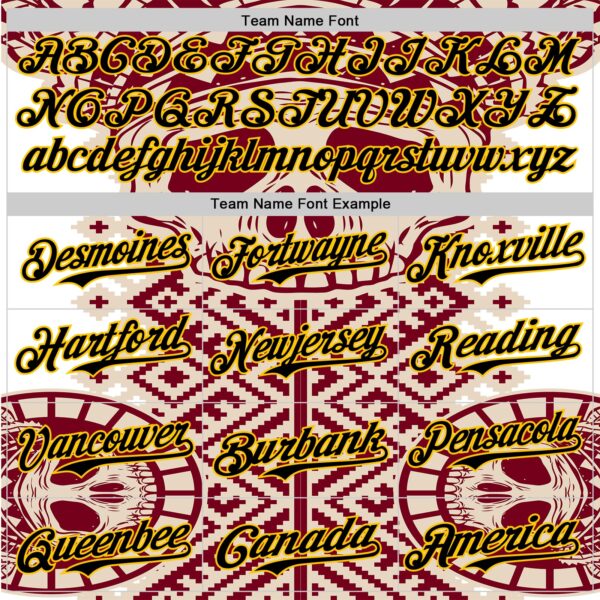 Custom Cream Black Red-Yellow 3D Pattern Design Burner Costumes Tribal Skull Authentic Baseball Jersey
