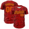 Custom Red Orange Black-Yellow 3D Pattern Design Burner Costumes Animal Tiger Print Authentic Baseball Jersey