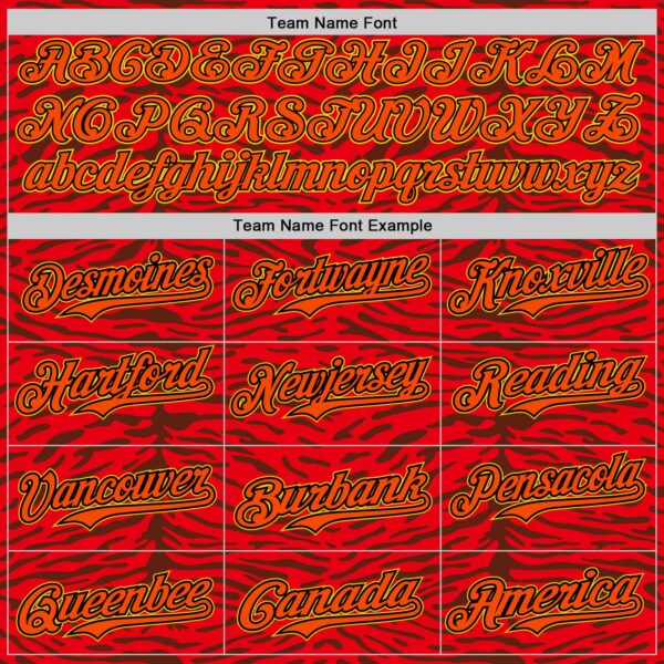Custom Red Orange Black-Yellow 3D Pattern Design Burner Costumes Animal Tiger Print Authentic Baseball Jersey