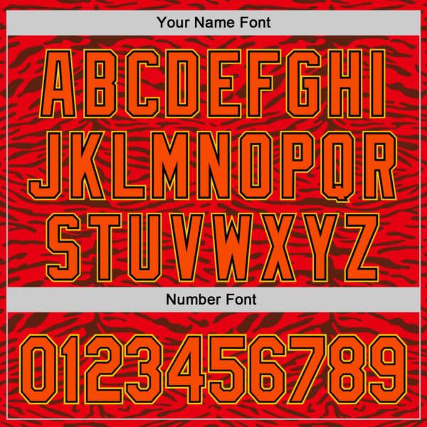 Custom Red Orange Black-Yellow 3D Pattern Design Burner Costumes Animal Tiger Print Authentic Baseball Jersey