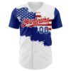 Custom White Royal-Red 3D American Flag Authentic Baseball Jersey