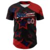 Custom Red USA Flag Black-Royal 3D America-Inspired Authentic Baseball Jersey
