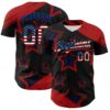 Custom Red USA Flag Black-Royal 3D America-Inspired Authentic Baseball Jersey