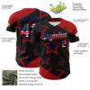 Custom Red USA Flag Black-Royal 3D America-Inspired Authentic Baseball Jersey