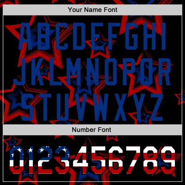 Custom Red USA Flag Black-Royal 3D America-Inspired Authentic Baseball Jersey