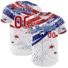 Custom White Red-Royal 3D American Flag America-Inspired Authentic Baseball Jersey