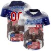 Custom White Red-Royal 3D American Flag National Symbols Bald Eagle Authentic Baseball Jersey