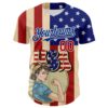 Custom Cream Red Royal-White 3D Retro American Flag Authentic Baseball Jersey