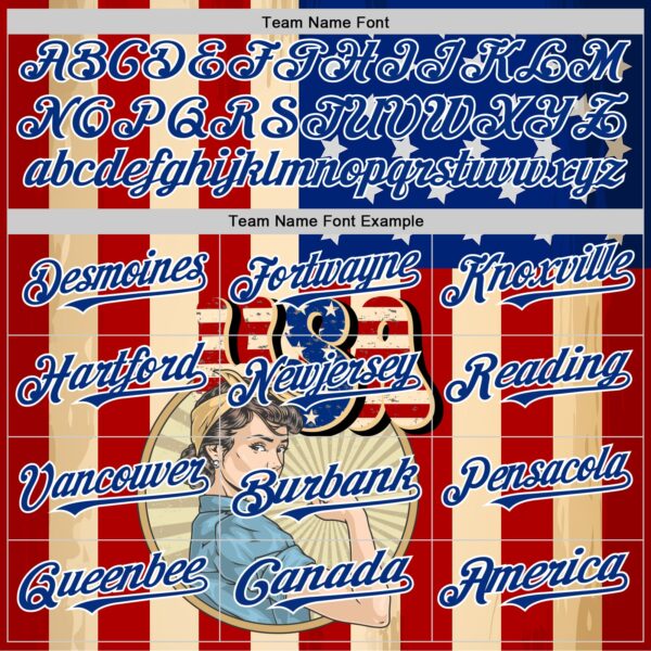 Custom Cream Red Royal-White 3D Retro American Flag Authentic Baseball Jersey