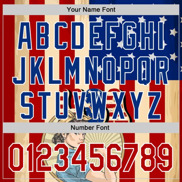 Custom Cream Red Royal-White 3D Retro American Flag Authentic Baseball Jersey