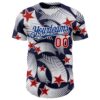 Custom White Red Navy-Royal 3D American Flag America-Inspired Authentic Baseball Jersey
