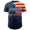 Custom Navy Red Royal-White 3D Gradient Retro American Flag Authentic Baseball Jersey