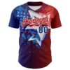 Custom Red Royal-White 3D Gradient American Flag America-Inspired Authentic Baseball Jersey