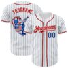 Custom White Blue Pinstripe Royal-Red 3D American Flag National Symbols Authentic Baseball Jersey