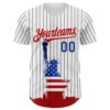 Custom White Black Pinstripe Royal-Red 3D American Flag Statue Of Liberty Authentic Baseball Jersey
