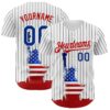 Custom White Black Pinstripe Royal-Red 3D American Flag Statue Of Liberty Authentic Baseball Jersey