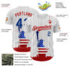 Custom White Black Pinstripe Royal-Red 3D American Flag Statue Of Liberty Authentic Baseball Jersey