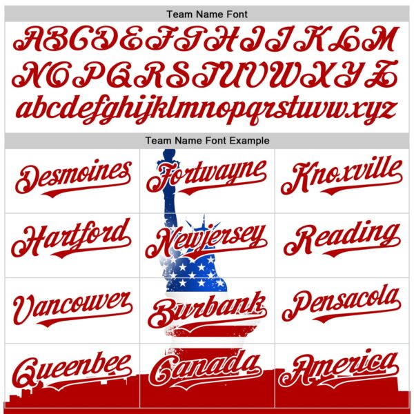 Custom White Black Pinstripe Royal-Red 3D American Flag Statue Of Liberty Authentic Baseball Jersey