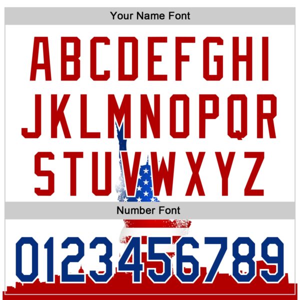 Custom White Black Pinstripe Royal-Red 3D American Flag Statue Of Liberty Authentic Baseball Jersey