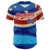 Custom Blue Royal Red-White 3D Retro American Flag Authentic Baseball Jersey