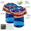 Custom Blue Royal Red-White 3D Retro American Flag Authentic Baseball Jersey