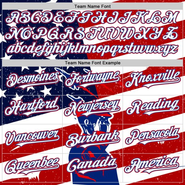 Custom White Royal-Fire Red 3D Retro American Flag Salute Authentic Baseball Jersey