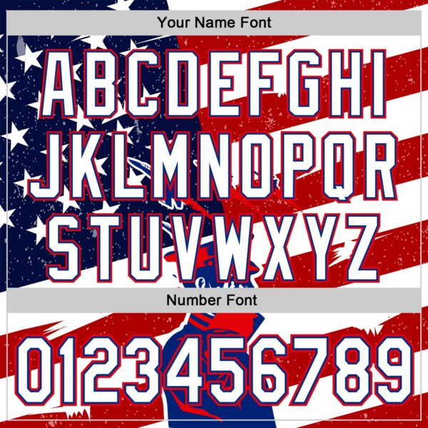 Custom White Royal-Fire Red 3D Retro American Flag Salute Authentic Baseball Jersey