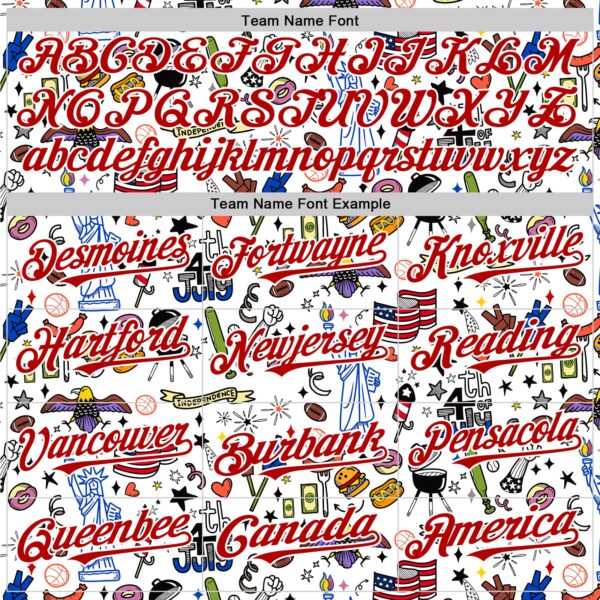 Custom White Royal-Red 3D American Flag Independence Day National Symbols Authentic Baseball Jersey