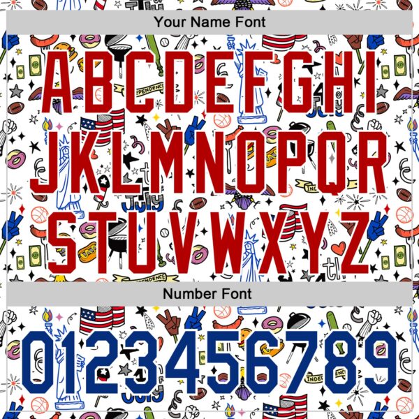 Custom White Royal-Red 3D American Flag Independence Day National Symbols Authentic Baseball Jersey