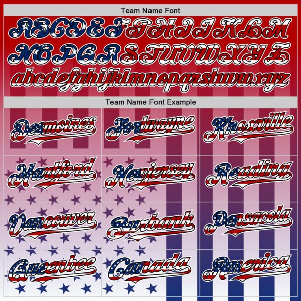 Custom Red USA Flag Royal Black-White 3D Gradient American Flag Authentic Baseball Jersey