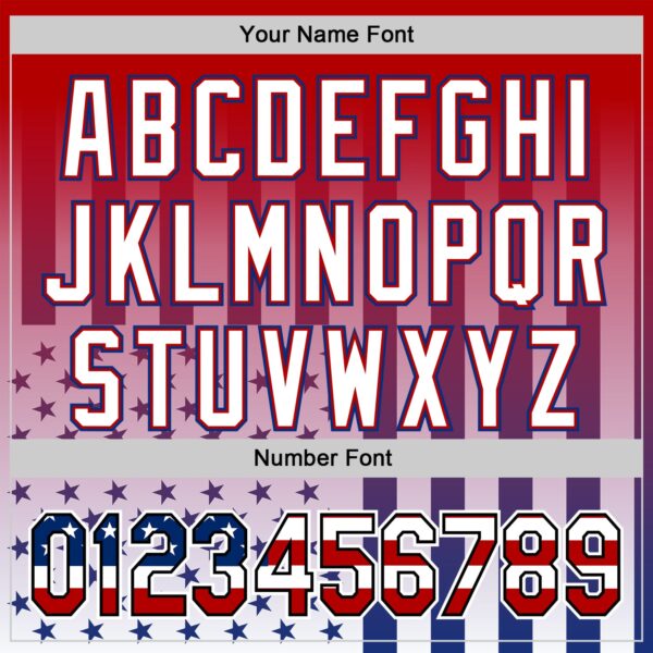 Custom Red USA Flag Royal Black-White 3D Gradient American Flag Authentic Baseball Jersey