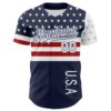 Custom Navy Star Red-White 3D American Flag Authentic Baseball Jersey