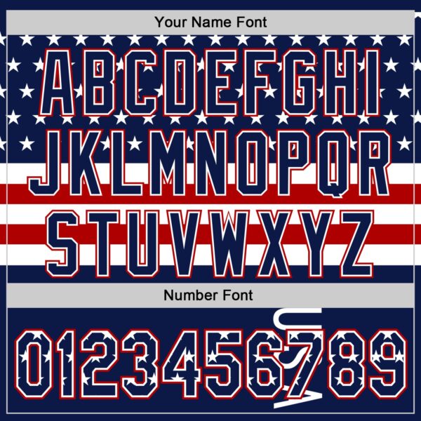 Custom Navy Star Red-White 3D American Flag Authentic Baseball Jersey
