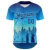 Custom Blue Royal-Ice Blue 3D Pattern Design New York Cityscape Statue Of Liberty Authentic Baseball Jersey