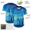 Custom Blue Royal-Ice Blue 3D Pattern Design New York Cityscape Statue Of Liberty Authentic Baseball Jersey