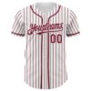 Custom White Crimson Pinstripe Crimson 3D Pattern Design New York Cityscape Authentic Baseball Jersey