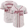 Custom White Crimson Pinstripe Crimson 3D Pattern Design New York Cityscape Authentic Baseball Jersey