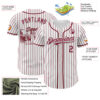 Custom White Crimson Pinstripe Crimson 3D Pattern Design New York Cityscape Authentic Baseball Jersey