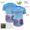 Custom Blue Thunder Blue-White 3D Pattern Design Boston Cityscape Skyline Authentic Baseball Jersey