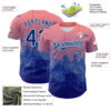 Custom Pink Royal Blue-White 3D Pattern Design Boston Cityscape Sunset Authentic Baseball Jersey