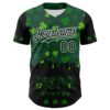 Custom Black White-Grass Green 3D Pattern Design Boston Cityscape Shamrock Authentic St. Patrick's Day Baseball Jersey