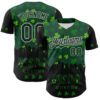 Custom Black White-Grass Green 3D Pattern Design Boston Cityscape Shamrock Authentic St. Patrick's Day Baseball Jersey